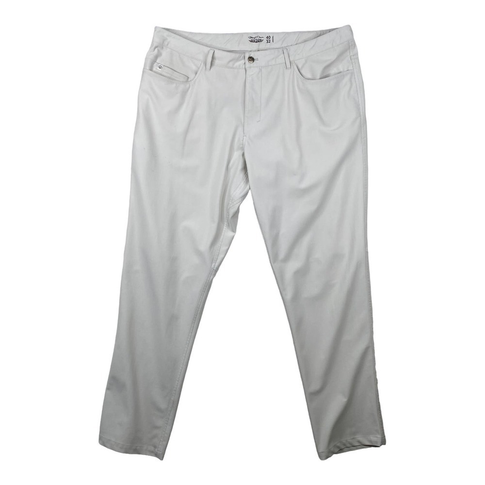 Straight Down White Flat Front 5 Pocket Performance Golf Pants Size 40x32